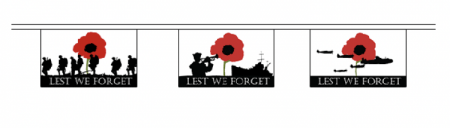 Lest We Forget Mixed Bunting String Flags -9M 30 Flags