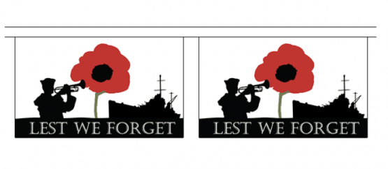 Lest We Forget Navy 3m String Bunting Flags