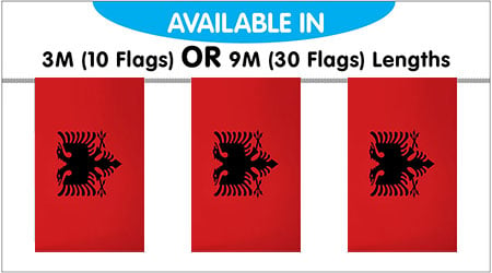 Albania Bunting String Flags 3M - 10 Flags