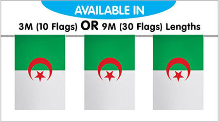 Algeria Bunting String Flags 3M - 10 Flags