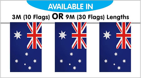 Australian Bunting String Flags 3M - 10 Flags