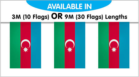 Azerbaijan Bunting String Flags 3M - 10 Flags