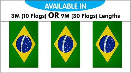 Brazil Bunting String Flags 3M - 10 Flags