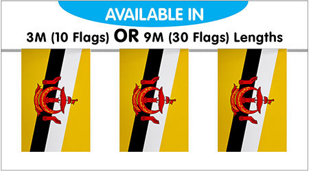 Brunei Bunting String Flags 3M - 10 Flags