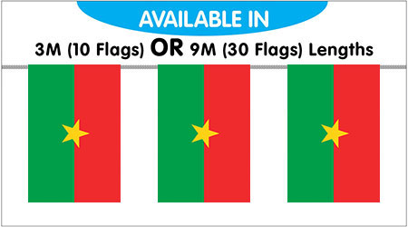 Burkina Faso Bunting String Flags 3M - 10 Flags