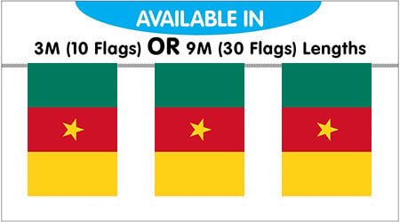 Cameroon Bunting String Flags - 9m 30 Flags