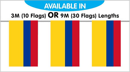 Colombia Bunting String Flags 3M - 10 Flags