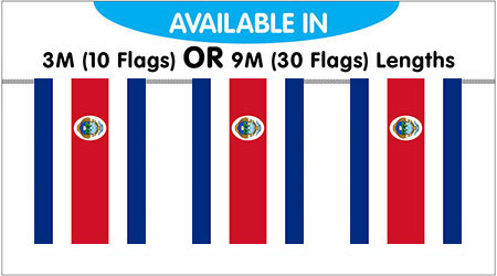 Costa Rica Bunting String Flags - 9M 30 Flags
