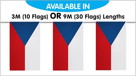 Czech Republic Bunting String Flags -3M 10 Flags