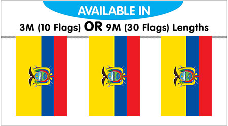 Ecuador Bunting String Flags 3M - 10 Flags