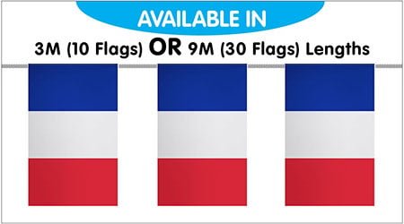 France Bunting String Flags 3M - 10 Flags