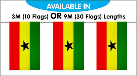 Ghana Bunting String Flags 3M - 10 Flags