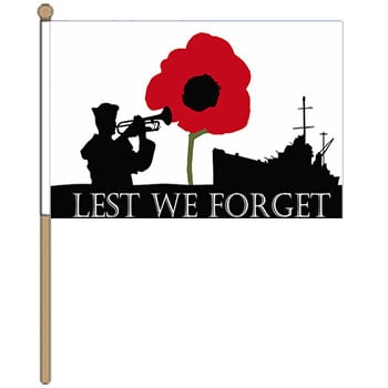 Lest We Forget Navy Small Hand Waver Flag