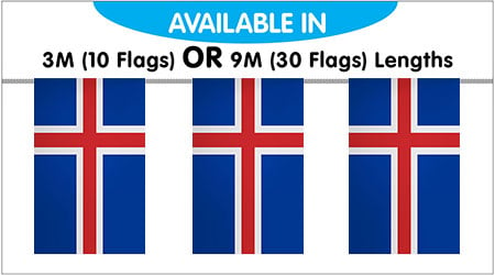 Iceland Bunting String Flags 3M - 10 Flags