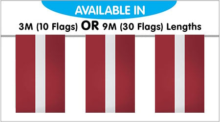 Latvia Bunting String Flags - 9M 30 Flags