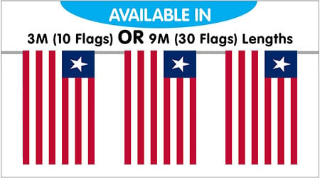 Liberia Bunting String Flags 3M - 10 Flags