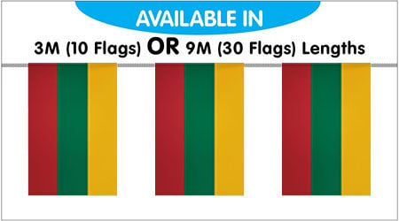 Lithuania String Flags 3M - 10 Flags
