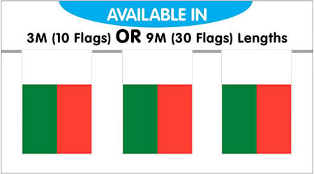 Madagascar String Bunting Flags - 9M 30 Flags
