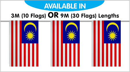 Malaysia Bunting String Flags - 9M 30 Flags
