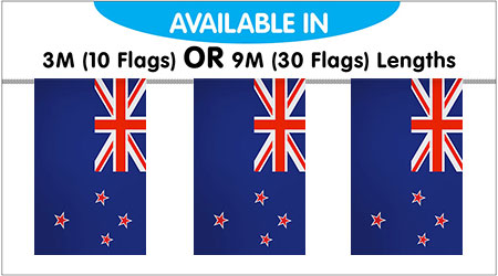 New Zealand Bunting String Flags 3M - 10 Flags