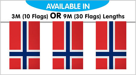 Norway String Flags 3M - 10 Flags