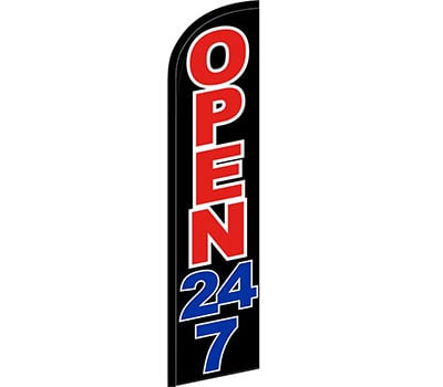 Open 24-7 Advertising Feather Flag