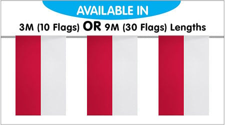 Poland Bunting String Flags - 9M 30 Flags