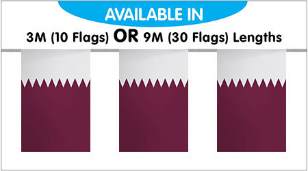 Qatar Bunting String Flags - 3M 10 Flags
