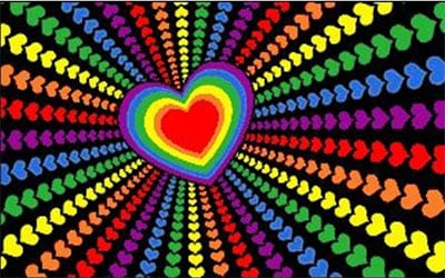 Rainbow Love Heart Flag - 150 x 90cm