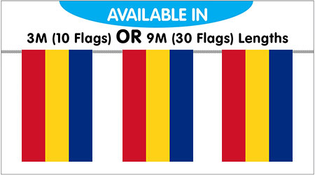 Romania Bunting String Flags 3M - 10 Flags