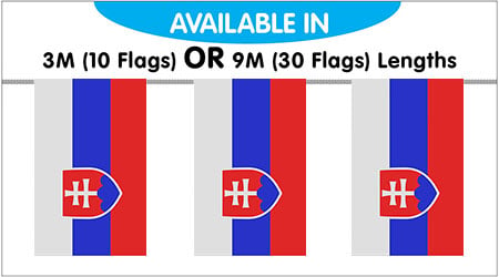 Slovakia Bunting String Flags 3M - 10 Flags