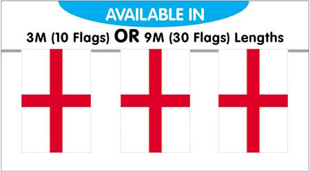 England Bunting String Flags 3M - 10 Flags