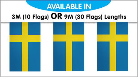 Sweden String Flags 3M - 10 Flags