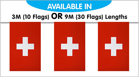 Switzerland Bunting String Flags 3M - 10 Flags