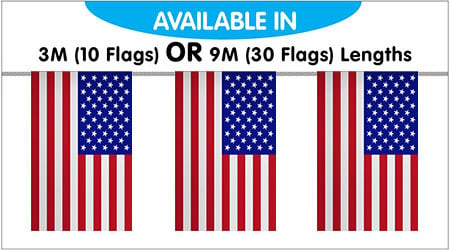 American USA Bunting String Flags - 9M 30 Flags